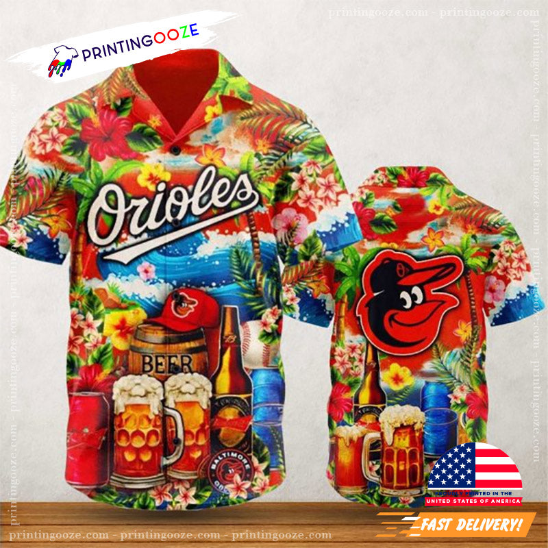 Baltimore Orioles Happy Beer Summer Vacation Hawaiian Shirt