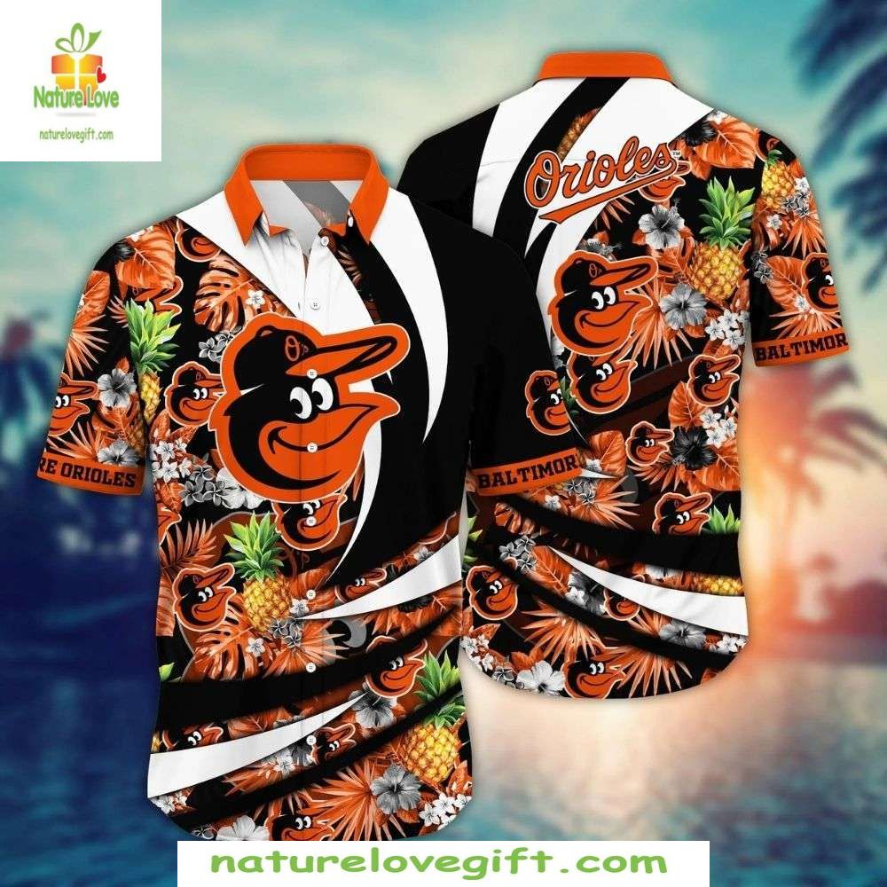 Baltimore Orioles Hawaiian Shirt MLB Tropical Split Design Baseball Apparel