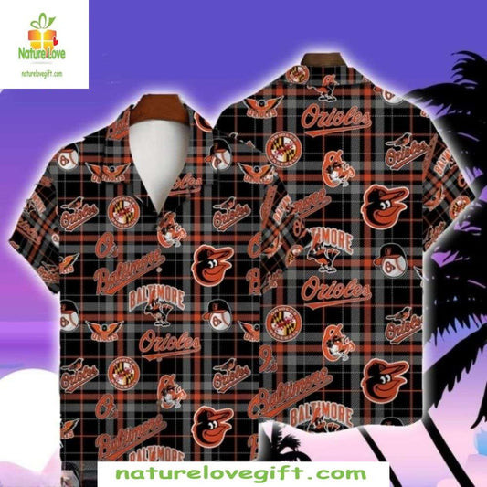 Baltimore Orioles MLB Hawaiian Shirt Plaid Checkered Baseball Apparel