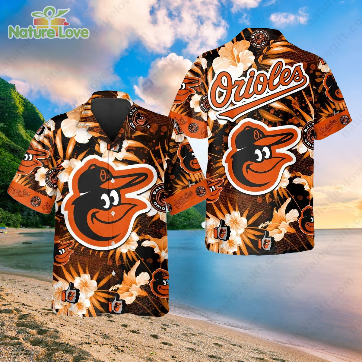 Baltimore Orioles Plumeria Flower MLB Hawaiian Shirt