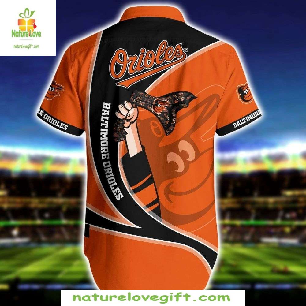 Baltimore Orioles MLB Hawaiian Shirt Sporty Stripe Baseball Apparel