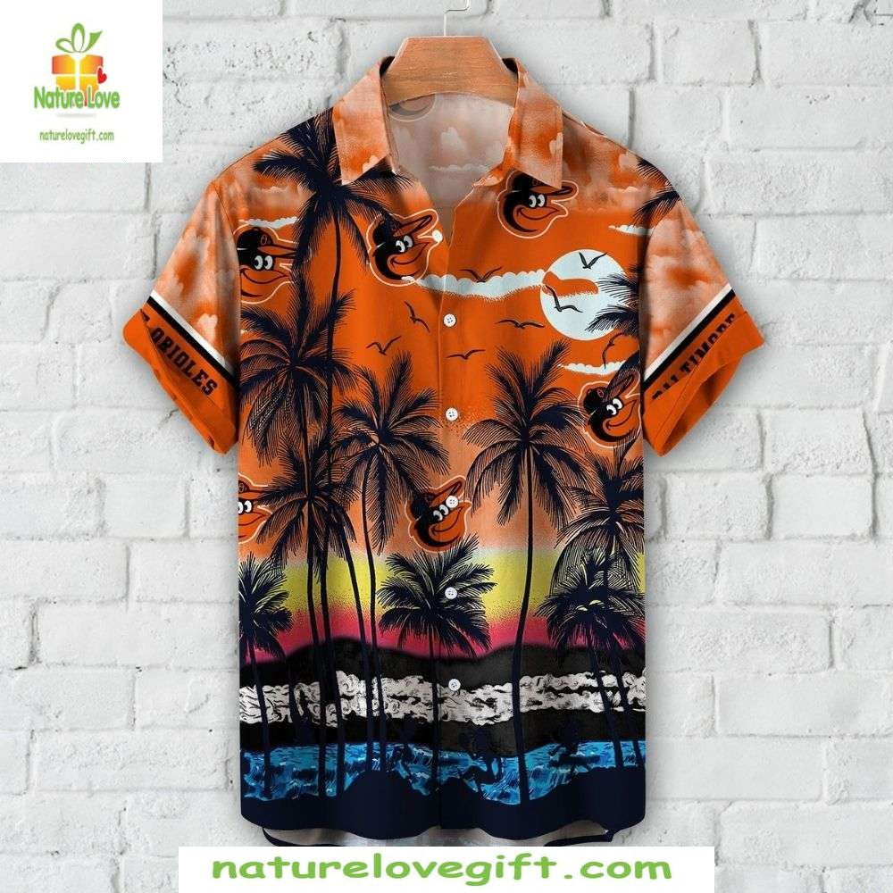 Baltimore Orioles Hawaiian Shirt Tropical Sunset Baseball Apparel