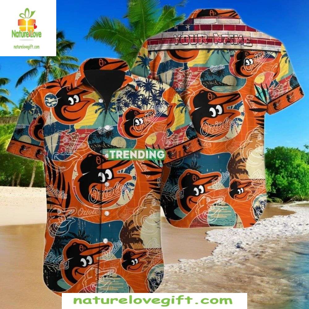 Baltimore Orioles Hawaiian Shirt MLB Baseball Surf Palm Stylish Apparel