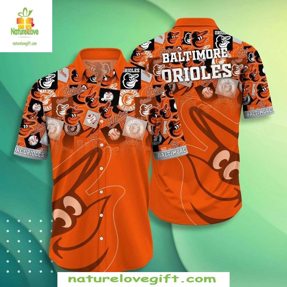 MLB Baltimore Orioles Hawaiian Shirt Swirl Logo Stylish Baseball Apparel