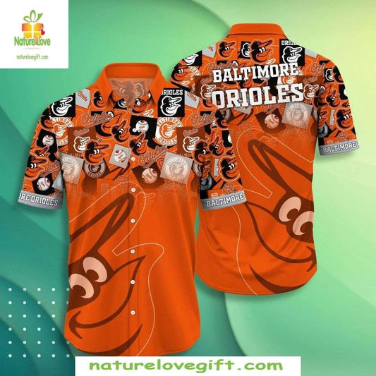 MLB Baltimore Orioles Hawaiian Shirt Swirl Logo Stylish Baseball Apparel