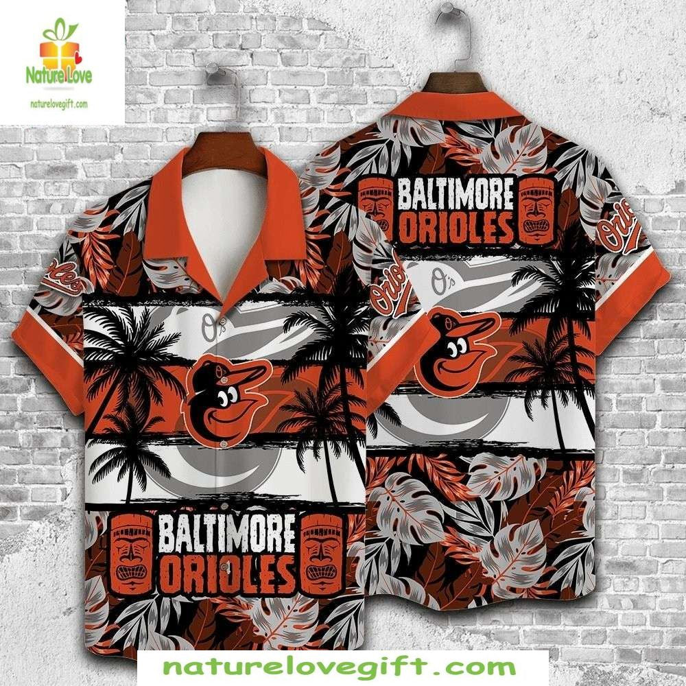 Baltimore Orioles Hawaiian Shirt MLB Aloha Baseball Apparel Tiki Palm