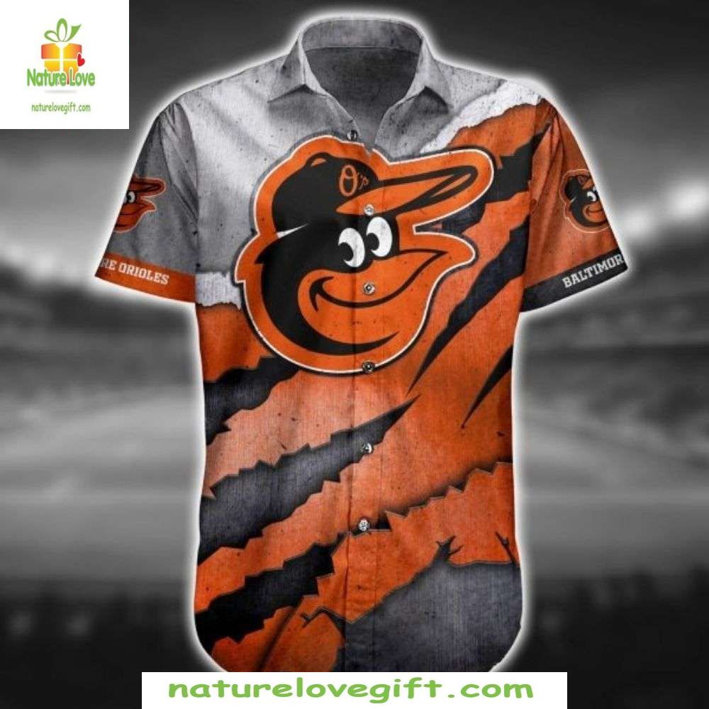 Baltimore Orioles Hawaiian Shirt MLB Baseball Aloha Shirt Torn Design