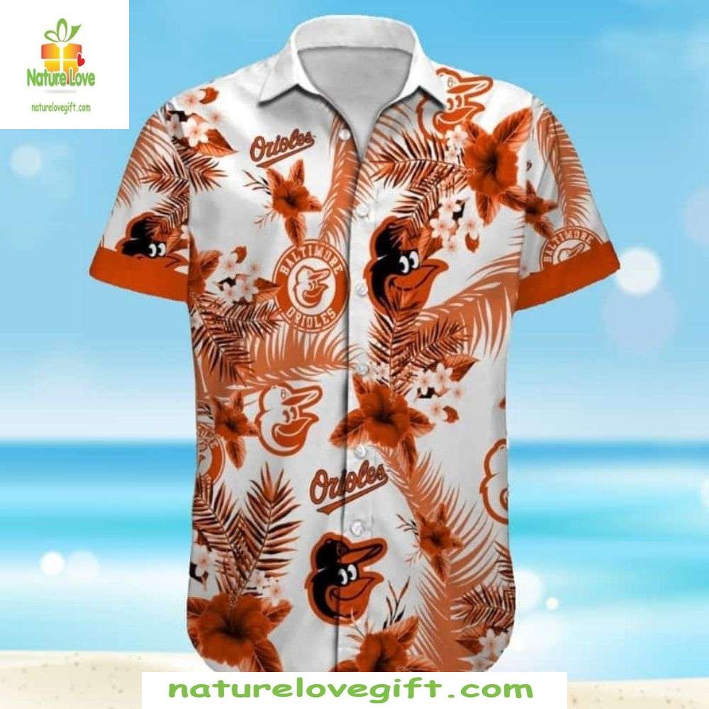 Baltimore Orioles MLB Hawaiian Shirt Tropical Hibiscus Baseball Apparel