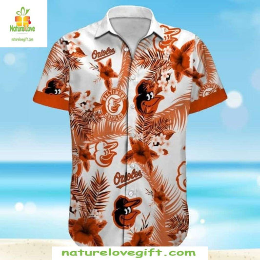 Baltimore Orioles MLB Hawaiian Shirt Tropical Hibiscus Baseball Apparel
