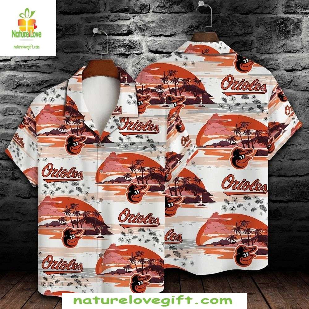 Baltimore Orioles Hawaiian Shirt Tropical Sunset Beach Baseball Apparel