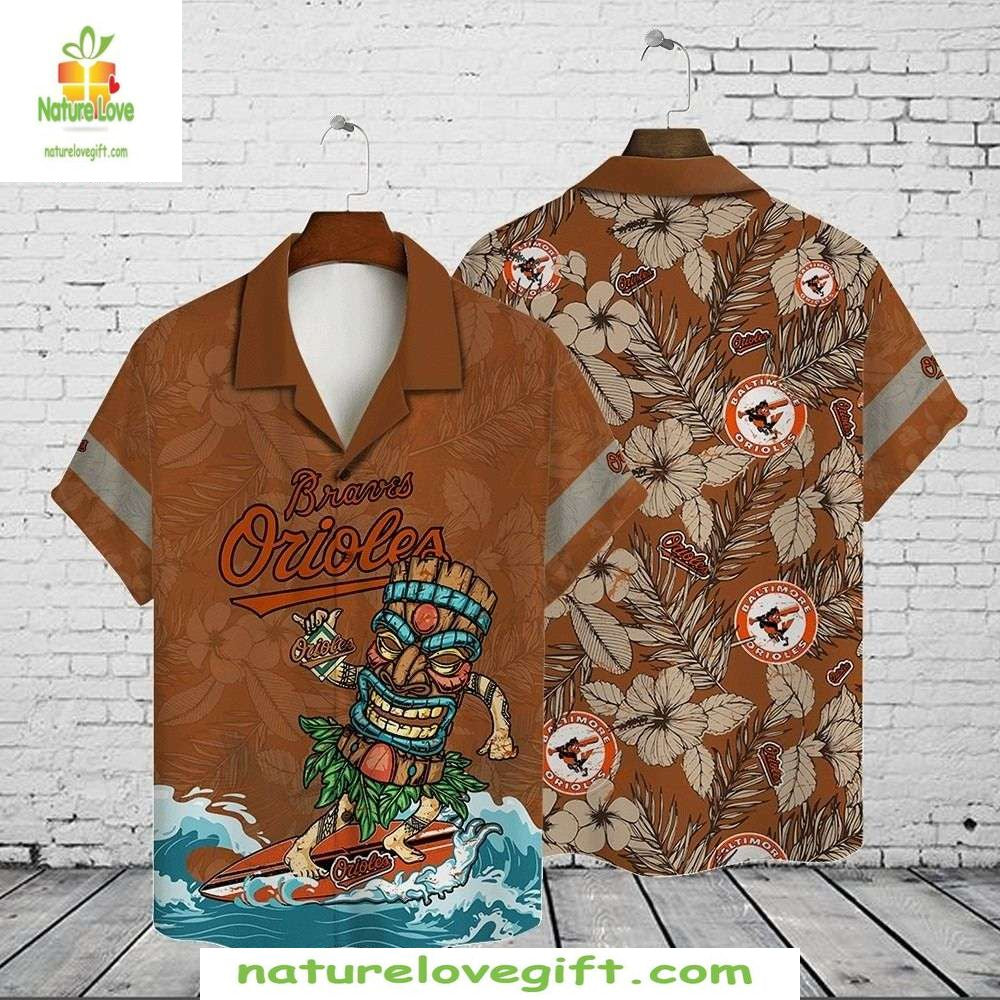 Baltimore Orioles Hawaiian Shirt MLB Baseball Tropical Surfing Tiki Apparel