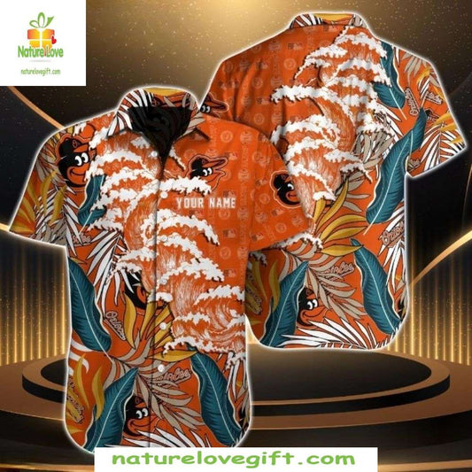 Baltimore Orioles Orange Wave Hawaiian Shirt MLB Baseball Apparel