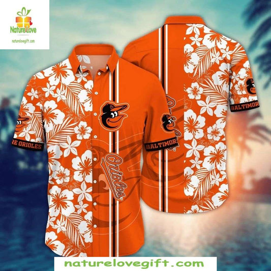 Baltimore Orioles Hawaiian Shirt Tropical Floral MLB Baseball Apparel