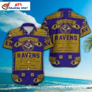 Baltimore Ravens Vintage Ticket Pattern Hawaiian Shirt