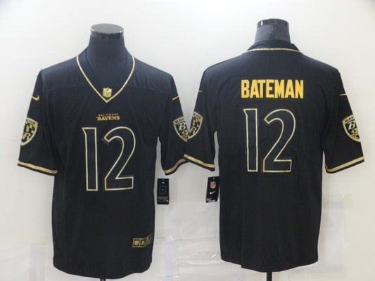 Baltimore Ravens #12 Rashod Bateman Black Retro Gold 276
