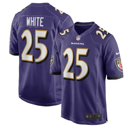 Baltimore Ravens #25 Tre'Davious White Team Game Jersey - Purple