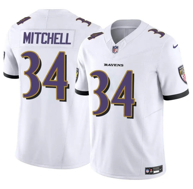 Baltimore Ravens #34 Keaton Mitchell White 2025 F.U.S.E. Vapor Limited Football