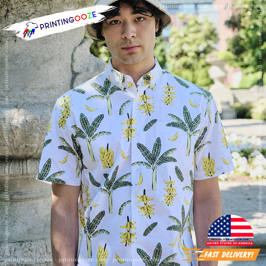 Banana Palm Print Hawaiian Shirt