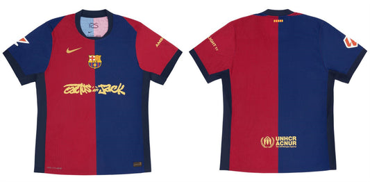 Barcelona Blue Scarlet 2024 25 Match Home X Cactus Jack Soccer Jersey
