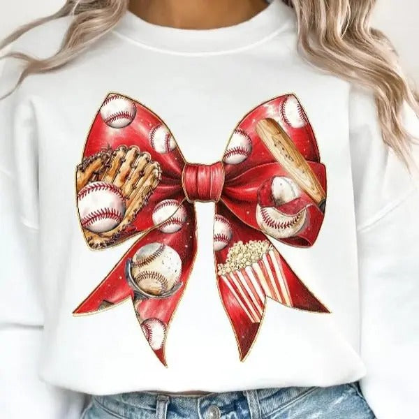 Baseball Coquette Bow DTF Transfers - THIS IS NOT A SHIRT Hoodie, Sweatshirt | InkThreadWorks.com