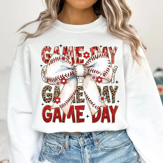 Baseball Coquette Game Day Baseball Retro Baseball Bow Tis the Season Sweatshirt T-Shirts, Hoodie | InkThreadWorks.com