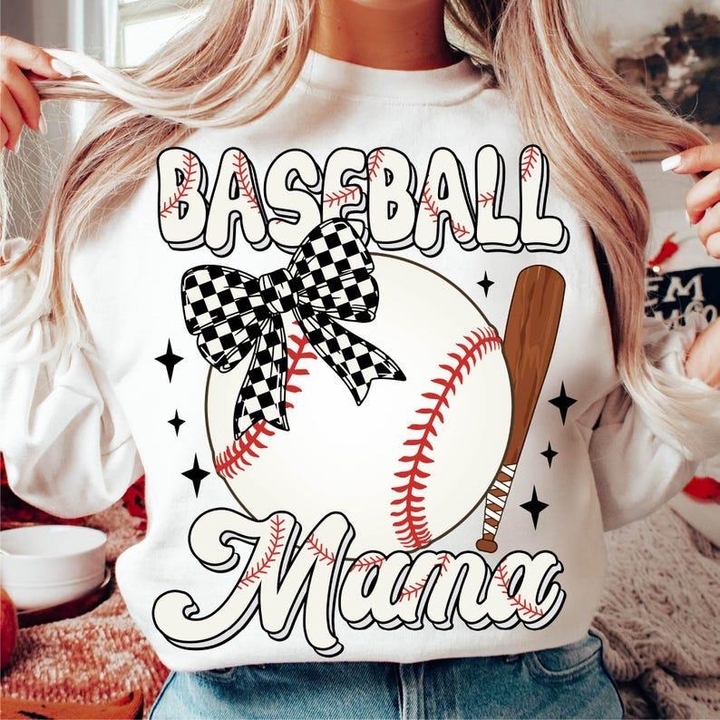 Baseball Mama Sweatshirt Baseball Coquette Bow Baseball Mom Retro Baseball Game Day Sports T-Shirts, Hoodie