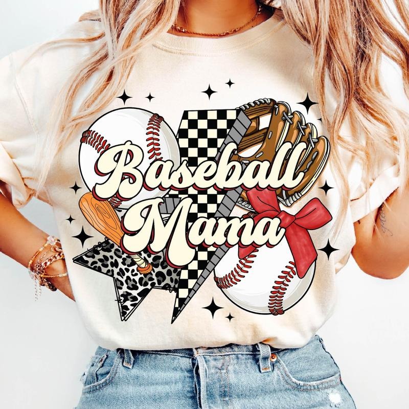 Baseball Mama T-Shirt Baseball With Coquette T-Shirt, Baseball Mom T-Shirt, Retro Baseball T-Shirt, Game Day , Baseball...