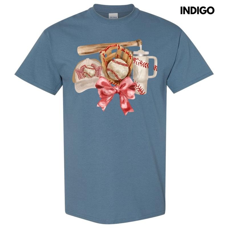 Baseball Mom Coquette Gildan Short Sleeve T-Shirt Hoodie, Sweatshirt | InkThreadWorks.com