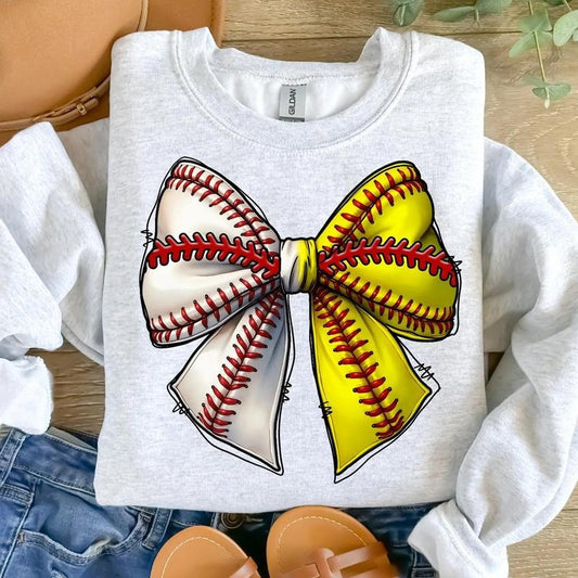 Baseball Softball Bow DTF Transfers - THIS IS NOT A SHIRT Hoodie, Sweatshirt | InkThreadWorks.com