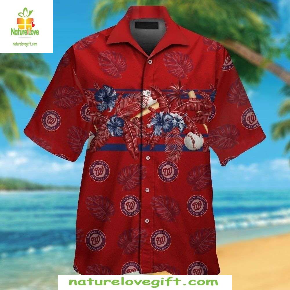 Washington Nationals Hawaiian Shirt MLB Baseball Aloha Shirt Red Stylish Apparel