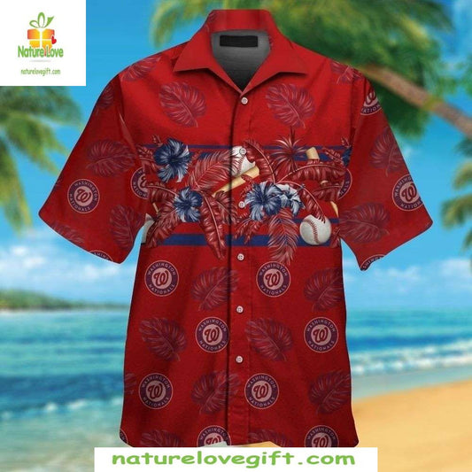 Washington Nationals Hawaiian Shirt MLB Baseball Aloha Shirt Red Stylish Apparel