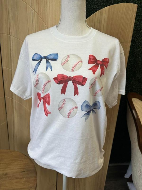 Baseballs and Bows Tee - Sports Mom Hoodie, Sweatshirt | InkThreadWorks.com