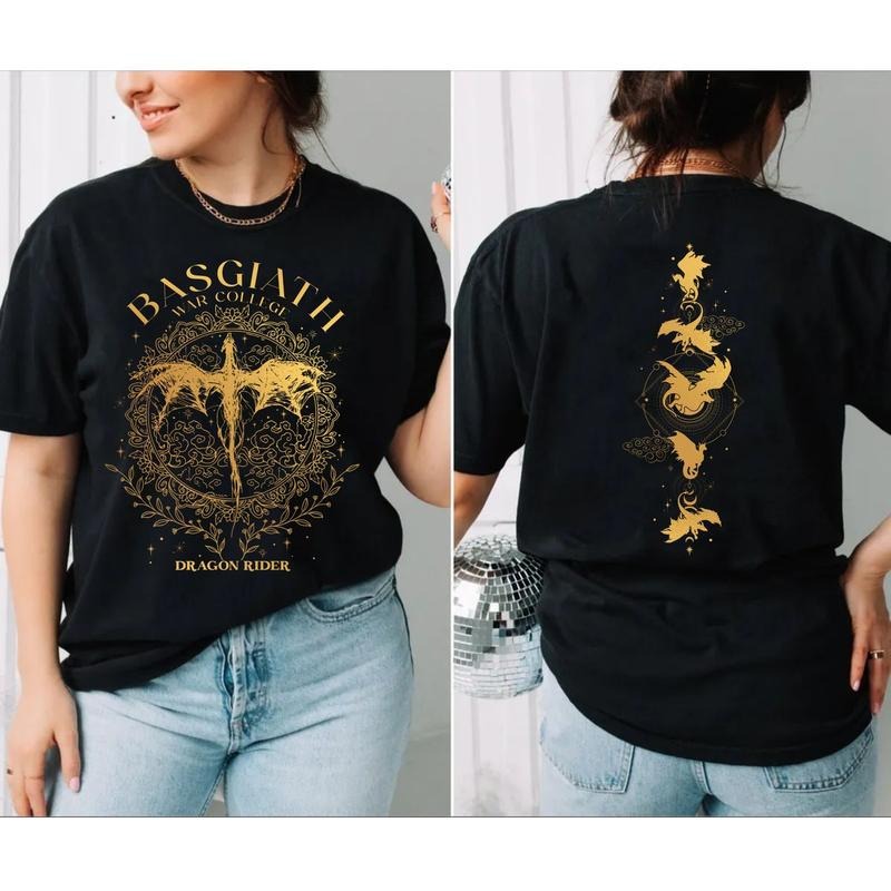 Basgiath War College 2 Sided Shirt Fourth Wing Sweatshirt Dragon Rider Shirt Violet Sorrengail Xaden Riorson Sweatshirt...
