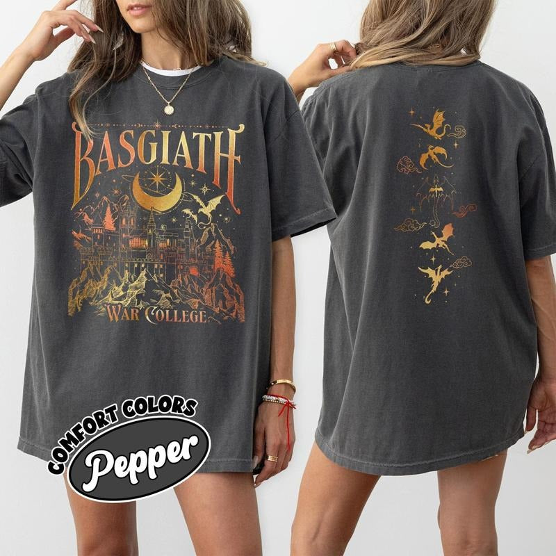 Basgiath War College 2 Sided Shirt, Vintage Dragon Rider TShirt,  Fourth Wing Riders Quadrant, Trendy Book Merch, Bookish Gifts