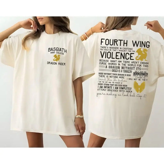 Basgiath War College 2-Sided Shirts, Dragon Rider Shirt, Fantasy Bookish Shirt, Fourth Wing Shirt,Dragon Woman Tee,...