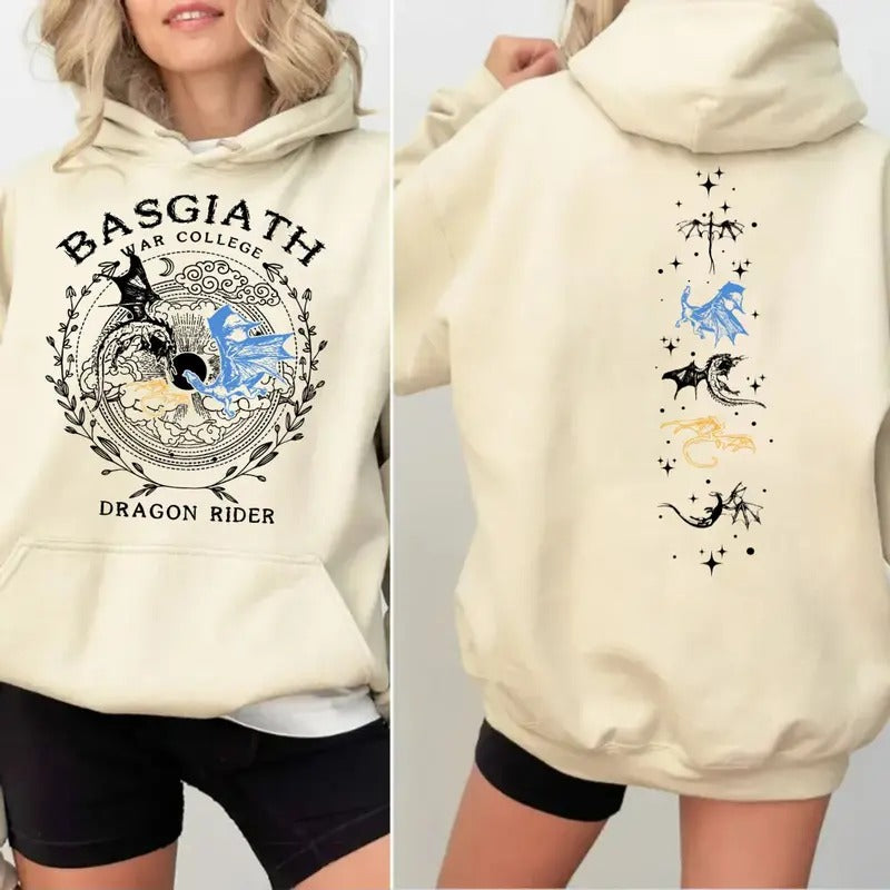 Basgiath War College 2 Sided Sweater, Fourth Wing Sweatshirt Rebecca Yoros, Dragon Rider Shirt, Violet Sorrengail,...