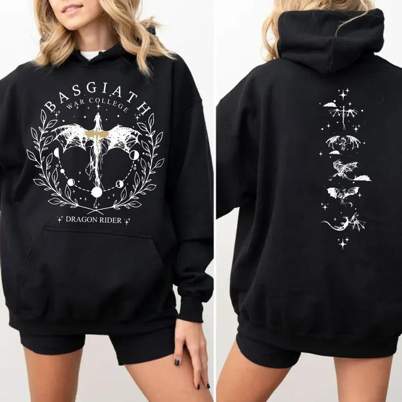 Basgiath War College 2 Sided Sweatshirt, Fourth Wing Shirt Hoodie, Dragon Rider Shirt, Rebecca Yoros, Fourth Wing, Violet...