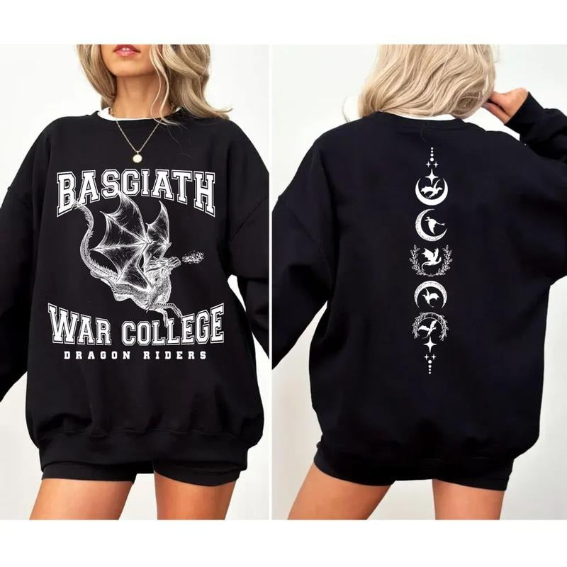 Basgiath War College 2 Sided Sweatshirt, Fourth Wing Tee, Dragon Sweatshirt, Fantasy Reader Shirt, Bookish Shirt, Dragon Rider Sweater Pullover Tee