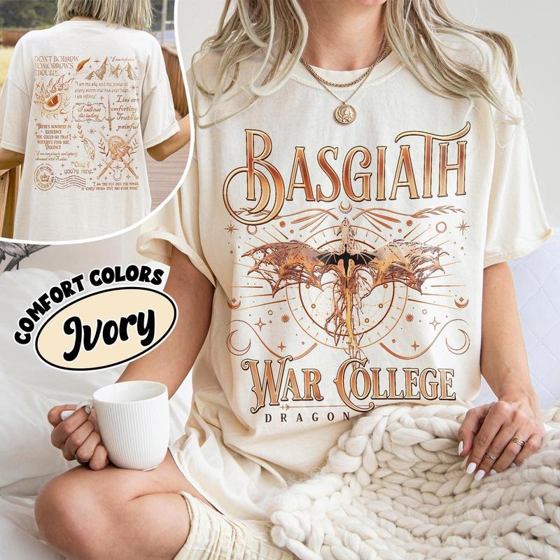 Basgiath War College Shirt, Fourth Wing 2 Sided Shirt, Xaden Riorson Fan, Dragon Rider Merch, Rebecca Yarros Hoodie,...