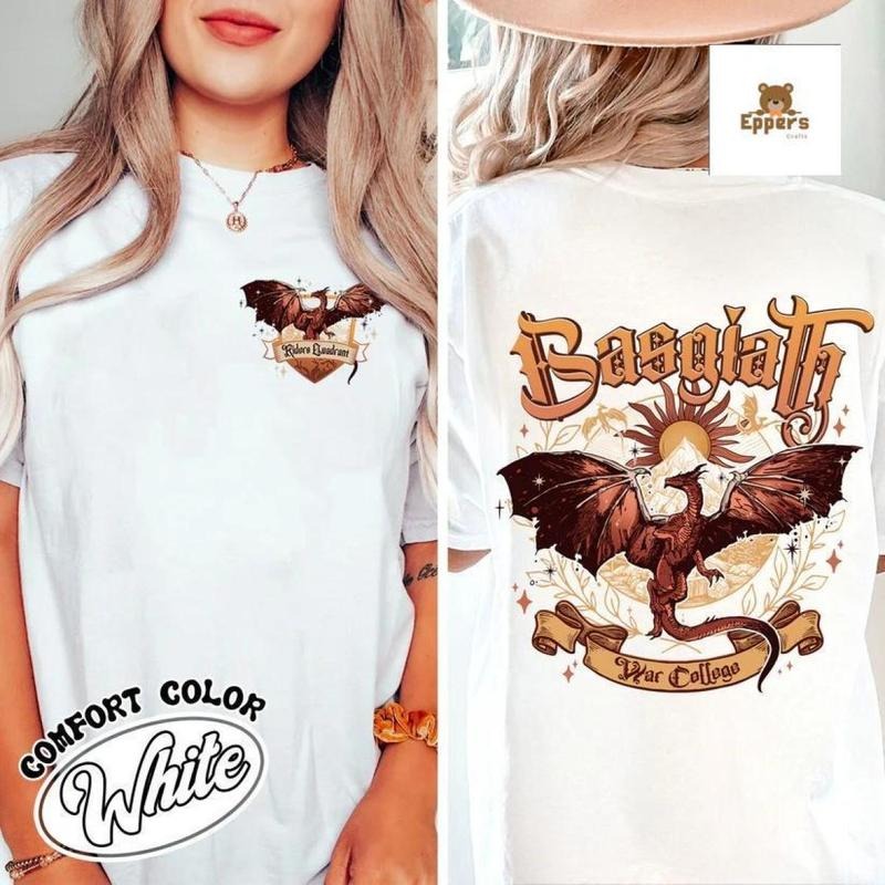 Basgiath War College Shirt, Fourth Wing Dragon Shirt, Iron Flame Shirt, Dragon Rider Merch, Book Lover Gift, Simple Style...