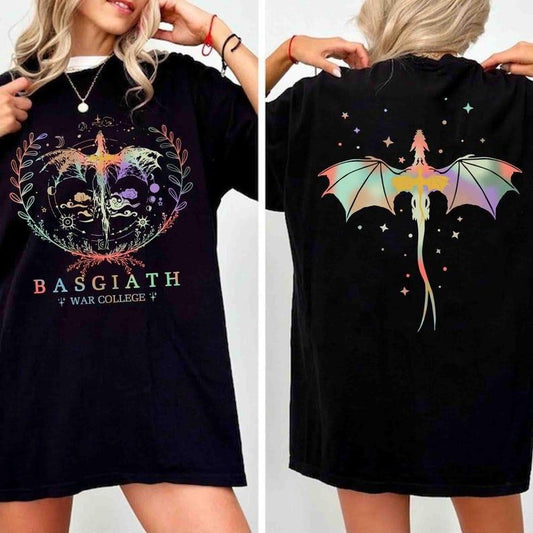 Basgiath War College Two Sided Shirt, Dragon Rider Shirt, Fourth Wing Shirt, Violet Sorrengail, Xaden Riorson, Fantasy...