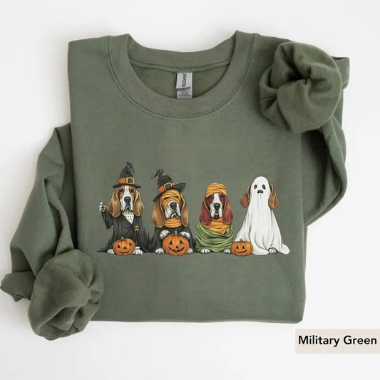 Basset Hound Halloween SWeatshirt, Dog lover Shirt Hoodie | InkThreadWorks.com
