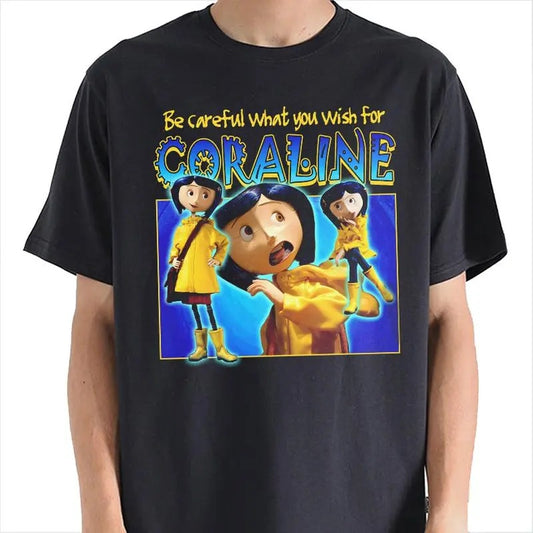 Be careful what you wish for Corraline Shirt, Horror Corraline movies, Horror Character Shirt, Halloween Crewneck Sweatshirt
