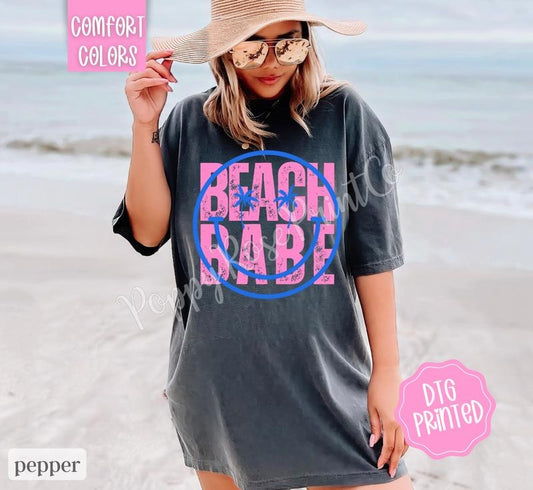 Beach Babe Comfort Colors Tshirt, Cute Summer Oversized Tee, Women's Swimsuit Cover, Gift For Her Hoodie, Sweatshirt