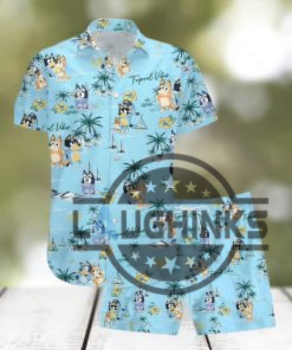 Beach Bluey Hawaiian Shirt And Shorts