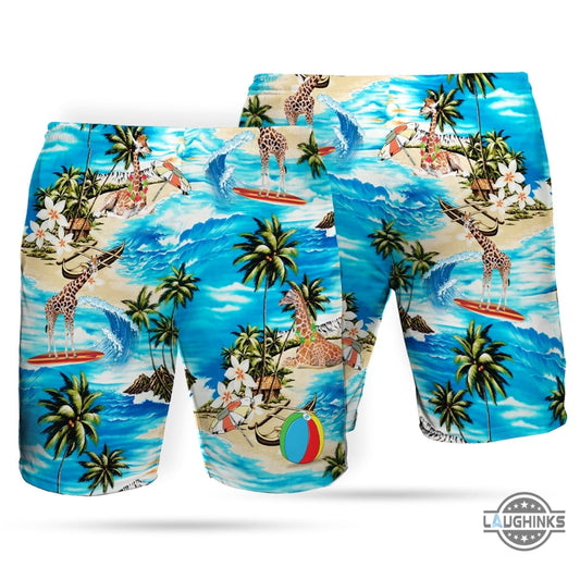 Beach Hawaiian Shirt Giraffe Beach Short Men Shorts 3D Printed Aloha Summer Beach Button Up Shirts And Shorts NEW