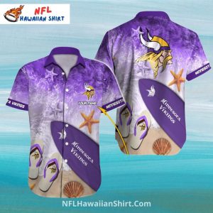 Beach Starfish And Surfboard Minnesota Vikings Aloha Shirt