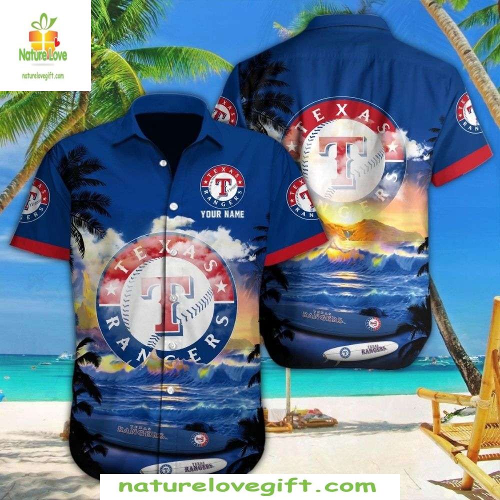 Texas Rangers Hawaiian Shirt Beachfront Dreams Custom MLB Baseball Apparel
