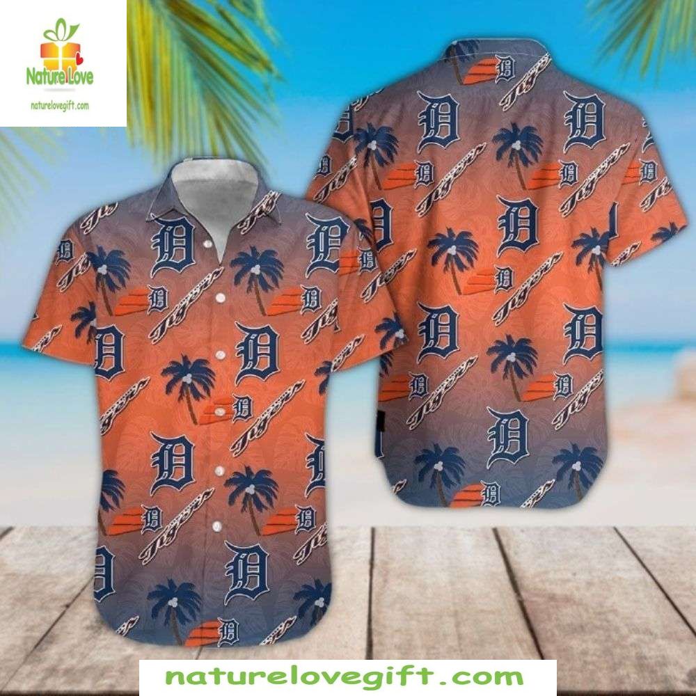 Detroit Tigers Hawaiian Shirt Beachfront Palms Stylish Baseball Apparel