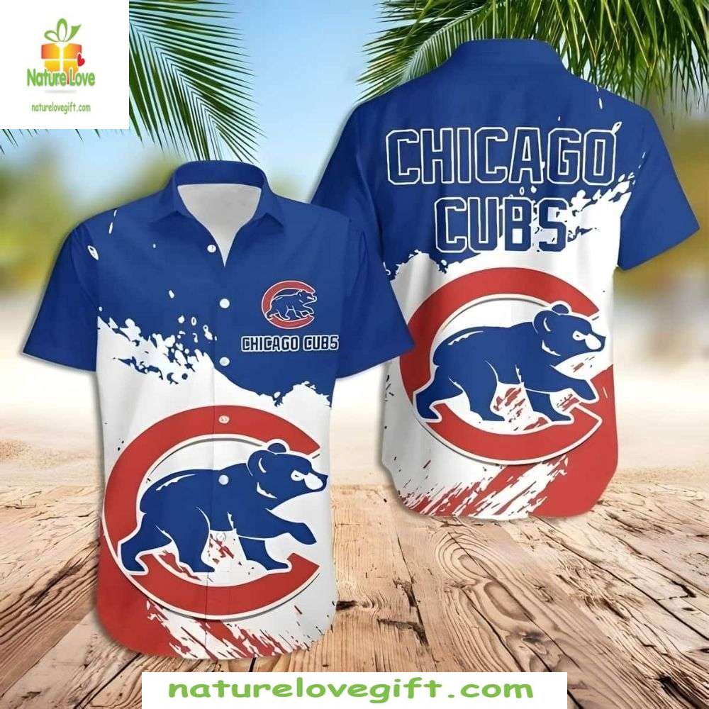 Chicago Cubs Hawaiian Shirt Bear Down Beachside Aloha Baseball Apparel